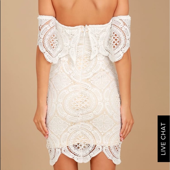Lulu’s White Off-The-Shoulder Lace Bodycon Dress - Picture 2 of 4